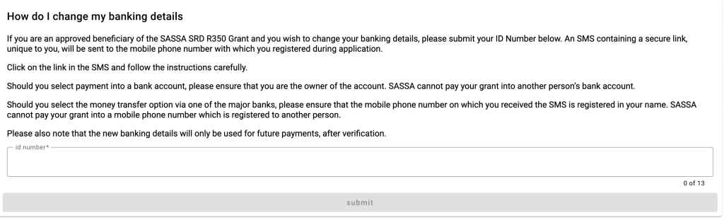 How To Submit Banking Details To SASSA